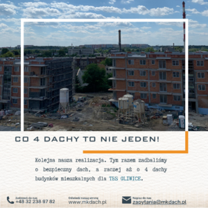 Cztery dachy budynków TBS Gliwice 2023